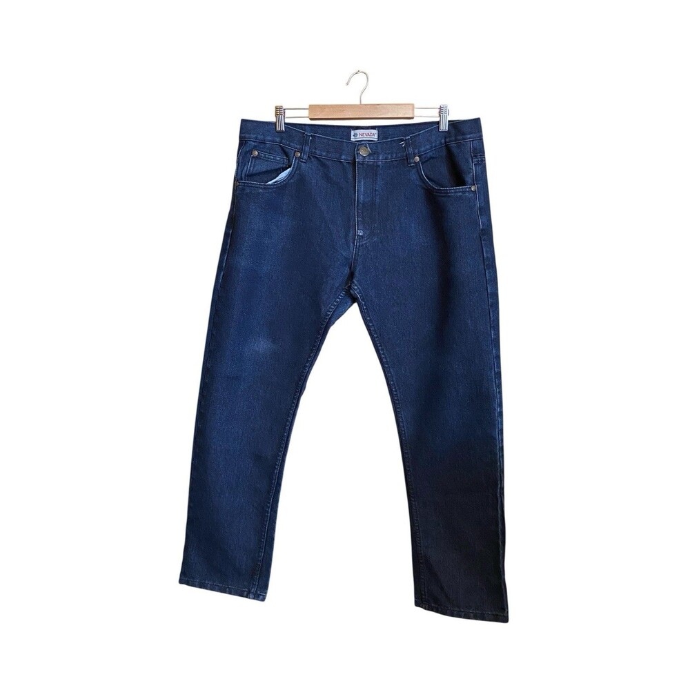 Nevada Straight Denim Jean Men's Size 38X32 Blue Dark Wash 5-Pocket Cotton Blend